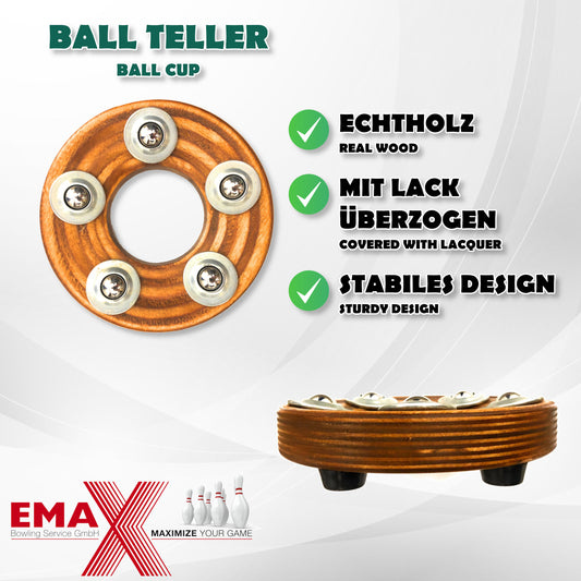 EMAX Bowling - Ball Teller aus Holz